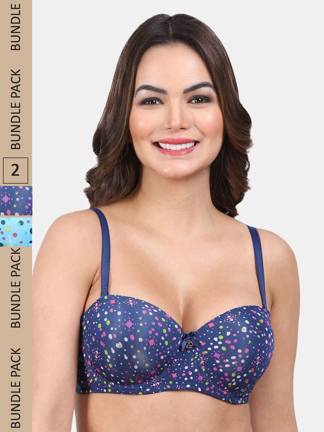 Amour Secret Pack Of 2 Polka Dot Printed Lightly Padded Medium Coverage Underwired Bra-picture-58