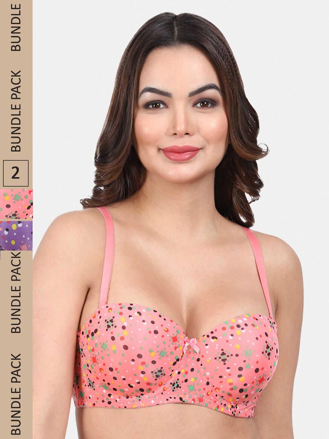 Amour Secret Pack Of 2 Polka Dot Medium Coverage Underwired Lightly Padded T-Shirt Bra-picture-11