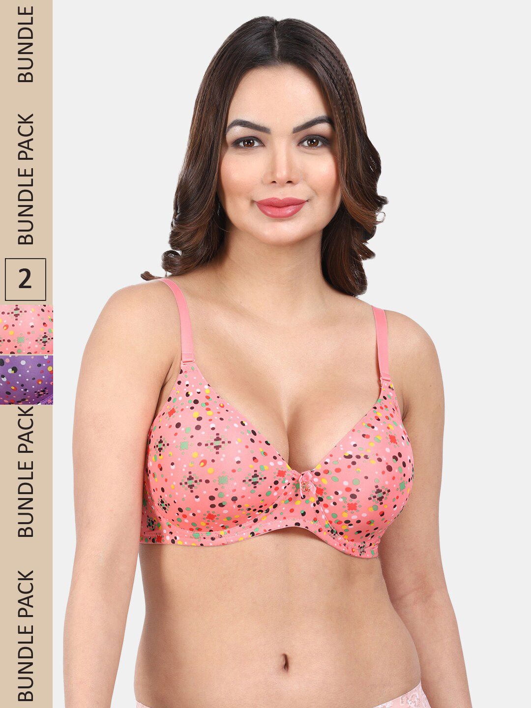 Amour Secret Pack Of 2 Polka Dot Printed Full Coverage Lightly Padded Non-Wired Bra-picture-18