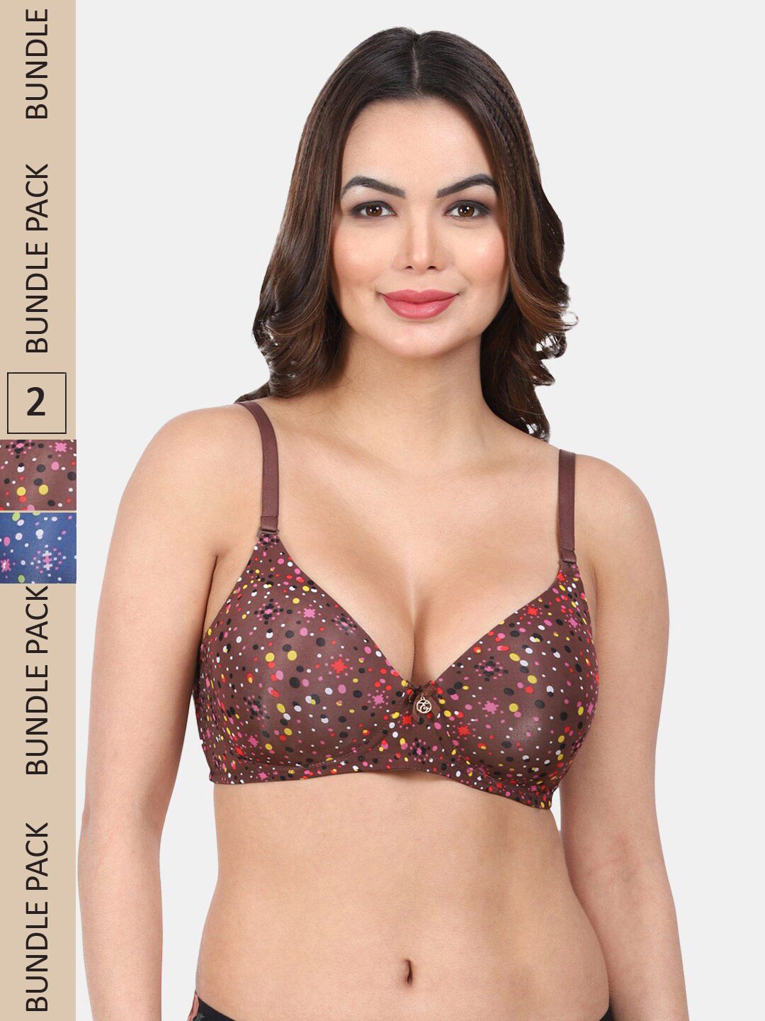 Amour Secret Pack Of 2 Polka Dots Printed Lightly Padded Full Coverage T-Shirt Bra-picture-38