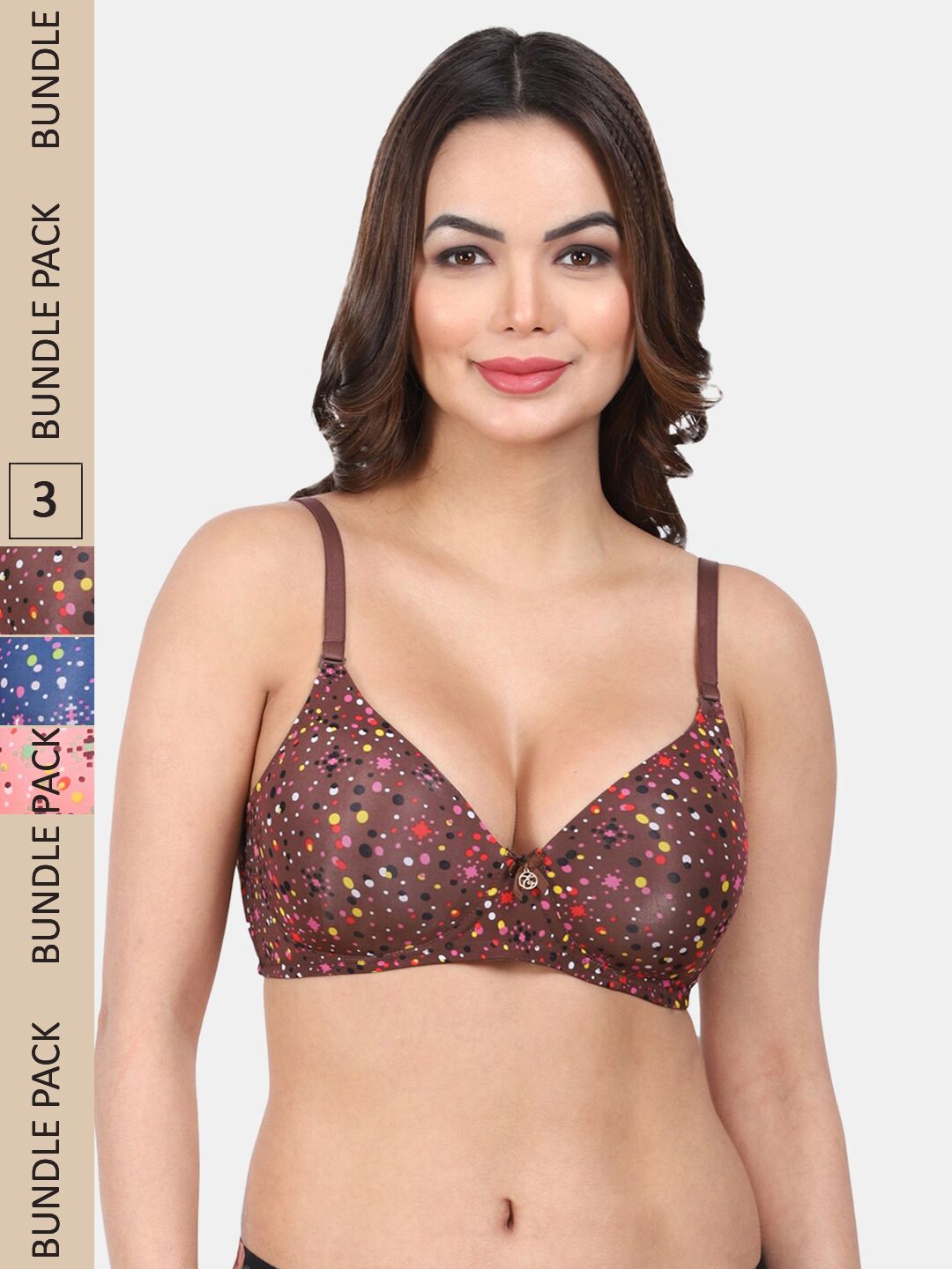 Amour Secret Pack Of 3 Polka Dot Full Coverage Lightly Padded T-Shirt Bra-picture-36
