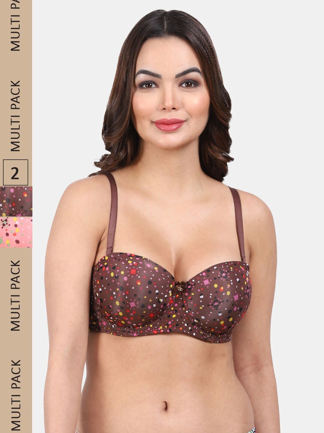 Amour Secret Pack of 2 Polka Dot Printed Medium Coverage Underwired Lightly Padded Bra-picture-54
