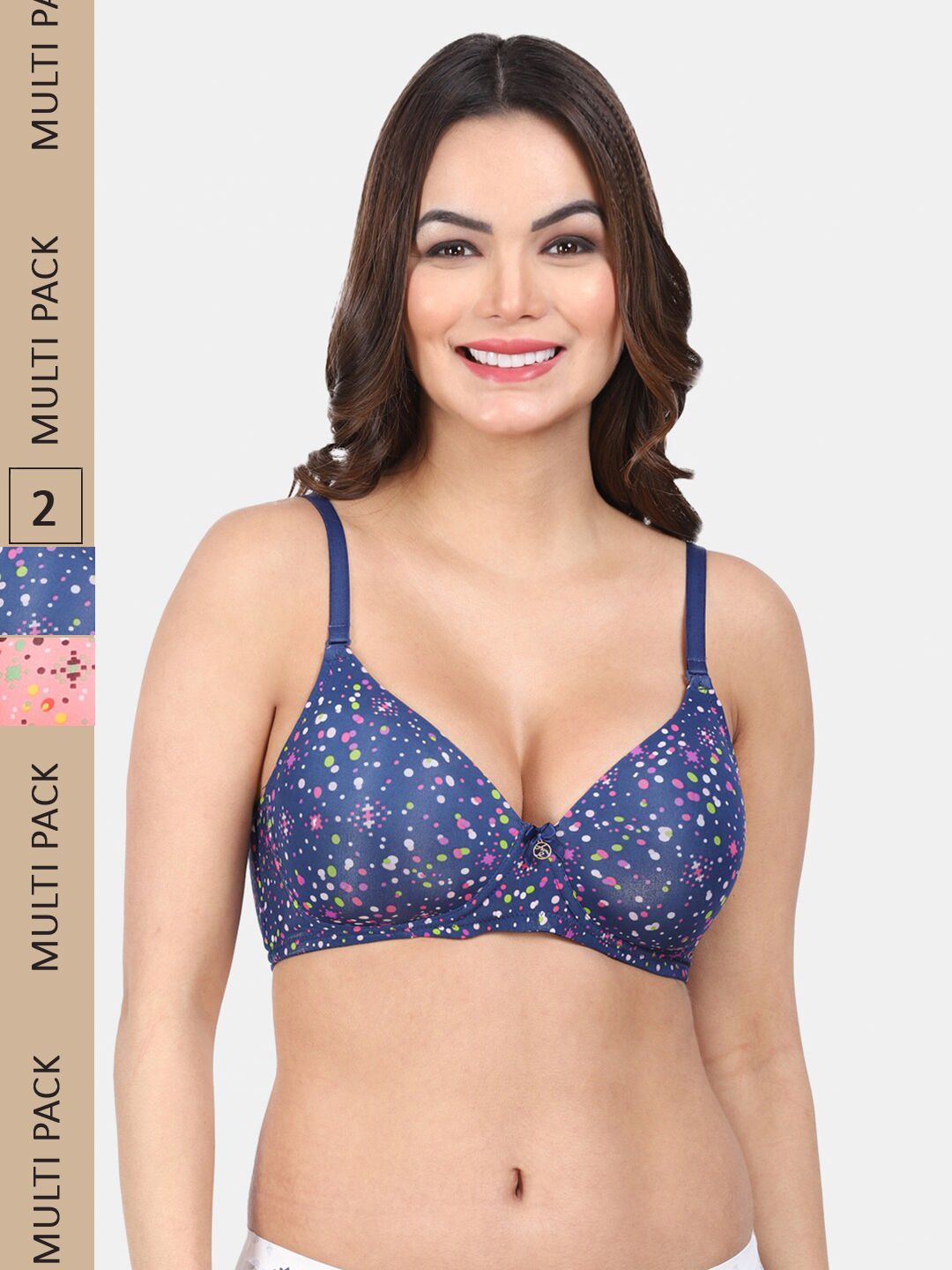 Amour Secret Pack Of 2 Polka Dot Full Coverage Lightly Padded T-Shirt Bra-picture-44