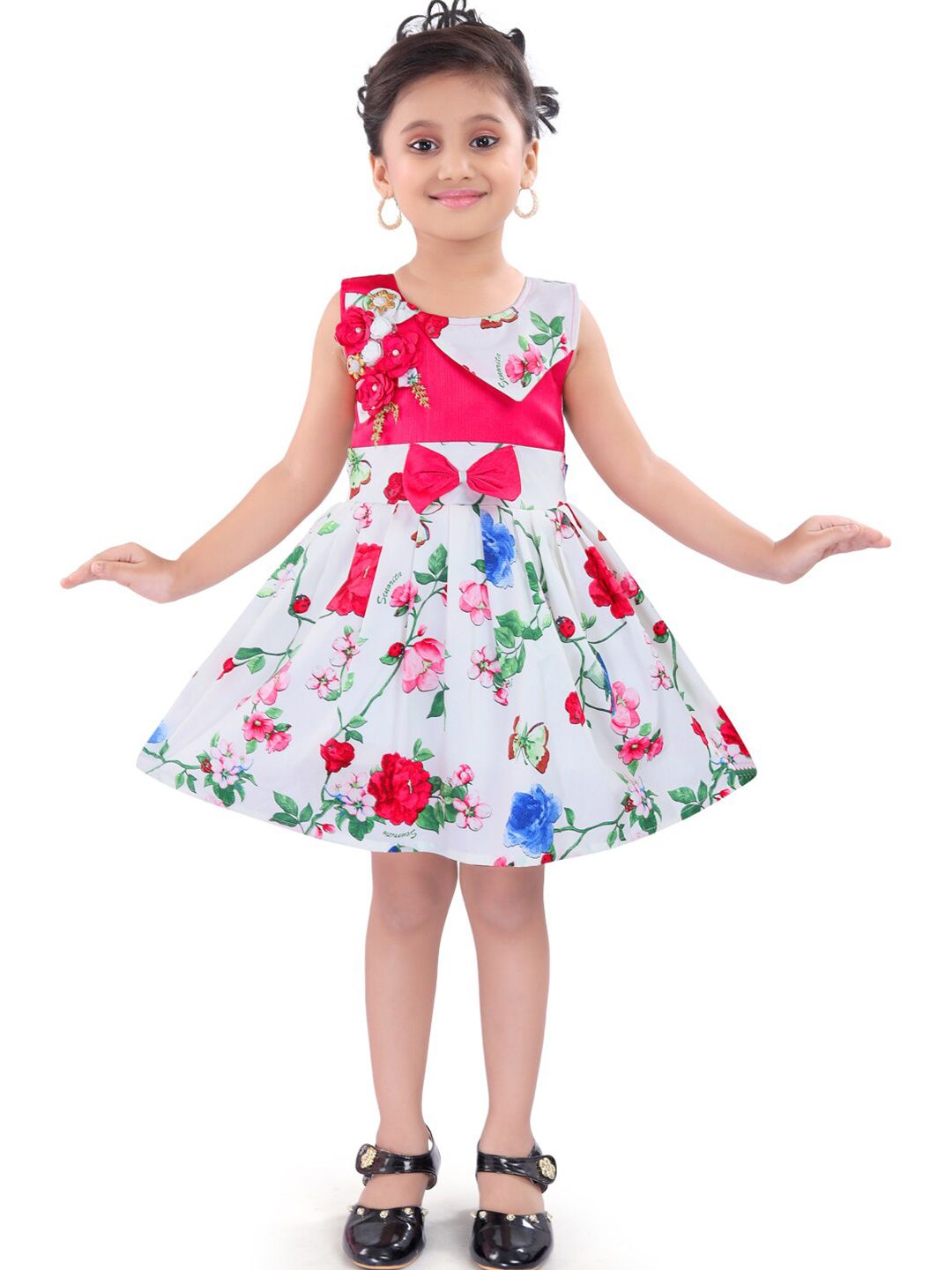 Wish Karo Girls Floral Print Cotton Fit & Flare Dress-picture-22