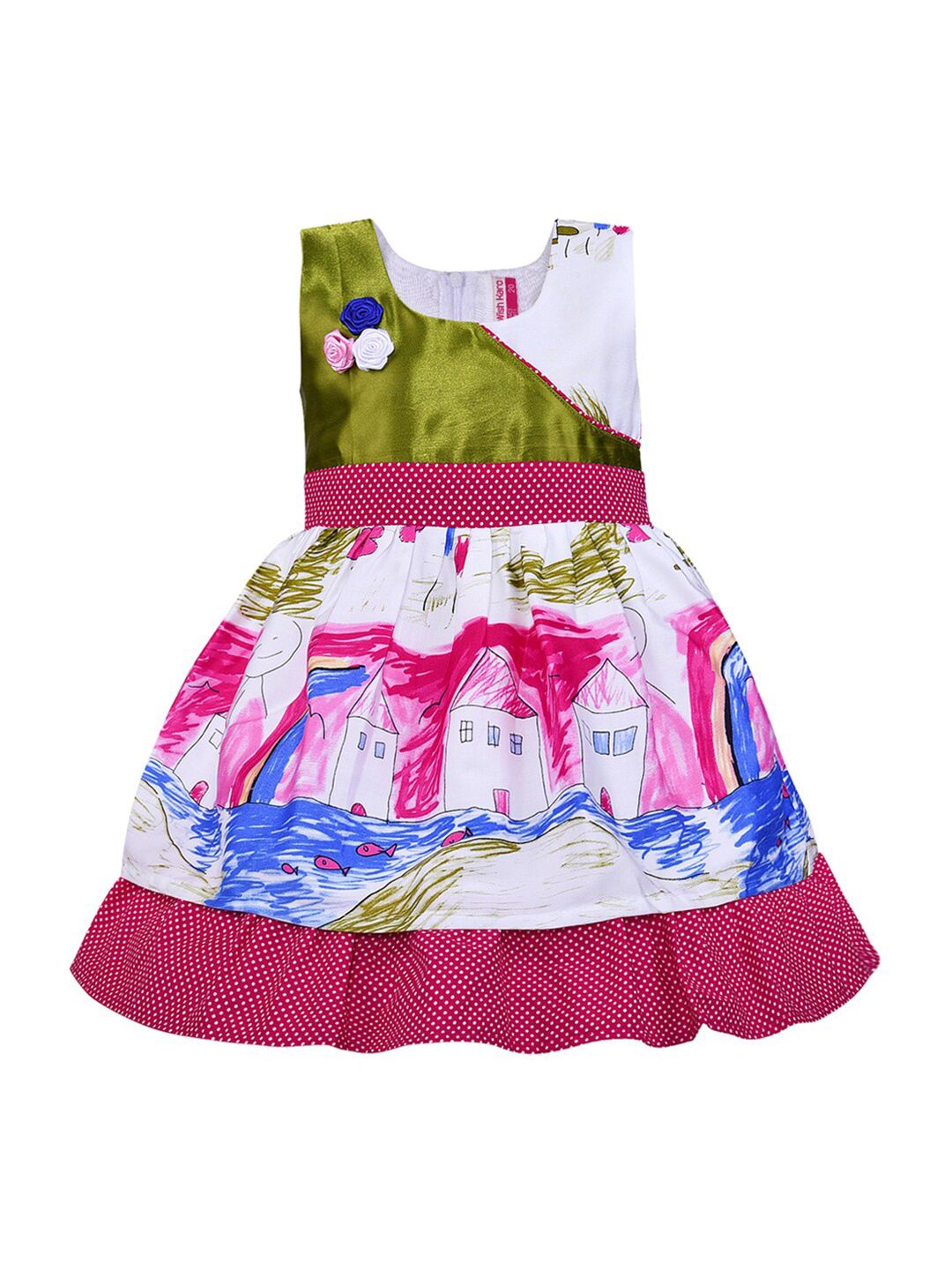 Wish Karo Girls Abstract Printed Sleeveless Fit & Flare Cotton Dress-picture-36