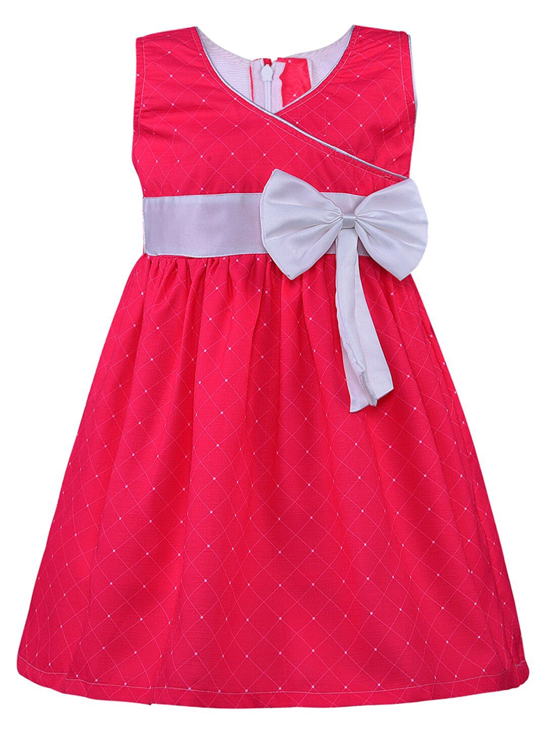 Wish Karo Girls Geometric Printed Bow Detail Fit & Flare Dress-picture-15