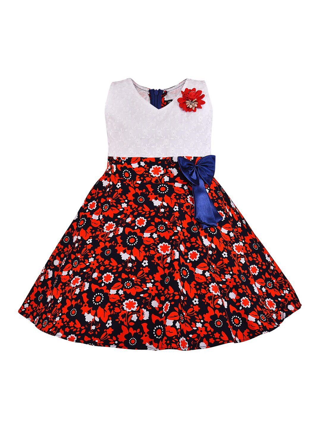 Wish Karo Girls Floral Printed Embroidered Fit & Flare Cotton Dress-picture-55