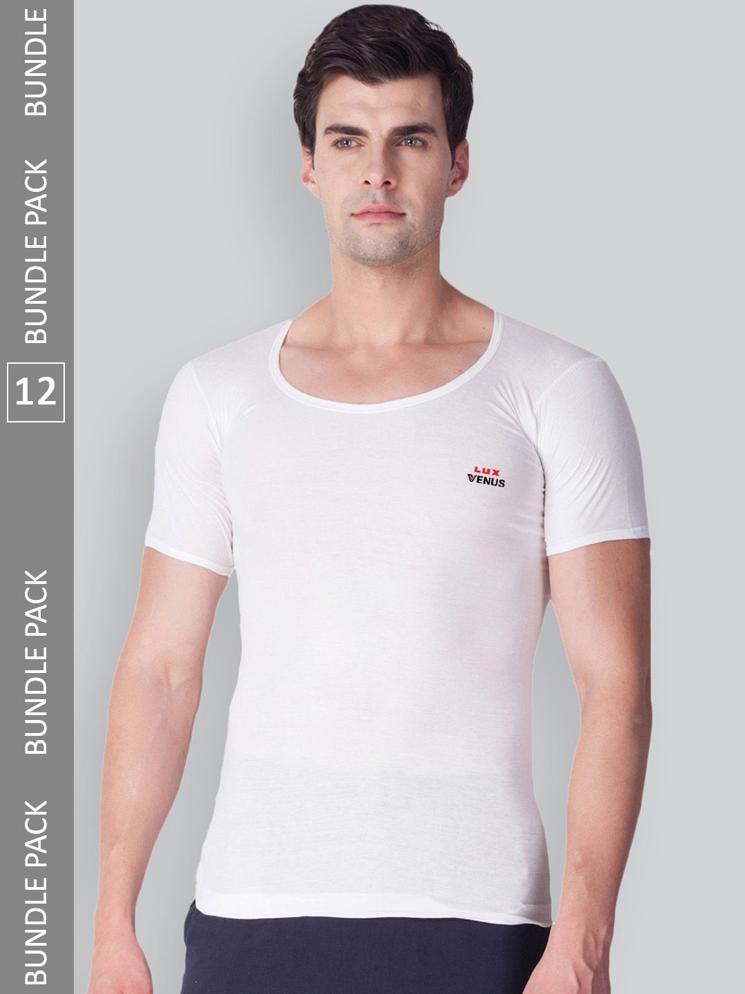 LUX VENUS Men Pack Of 12 Round Neck Pure Combed Cotton Innerwear Vests-picture-23