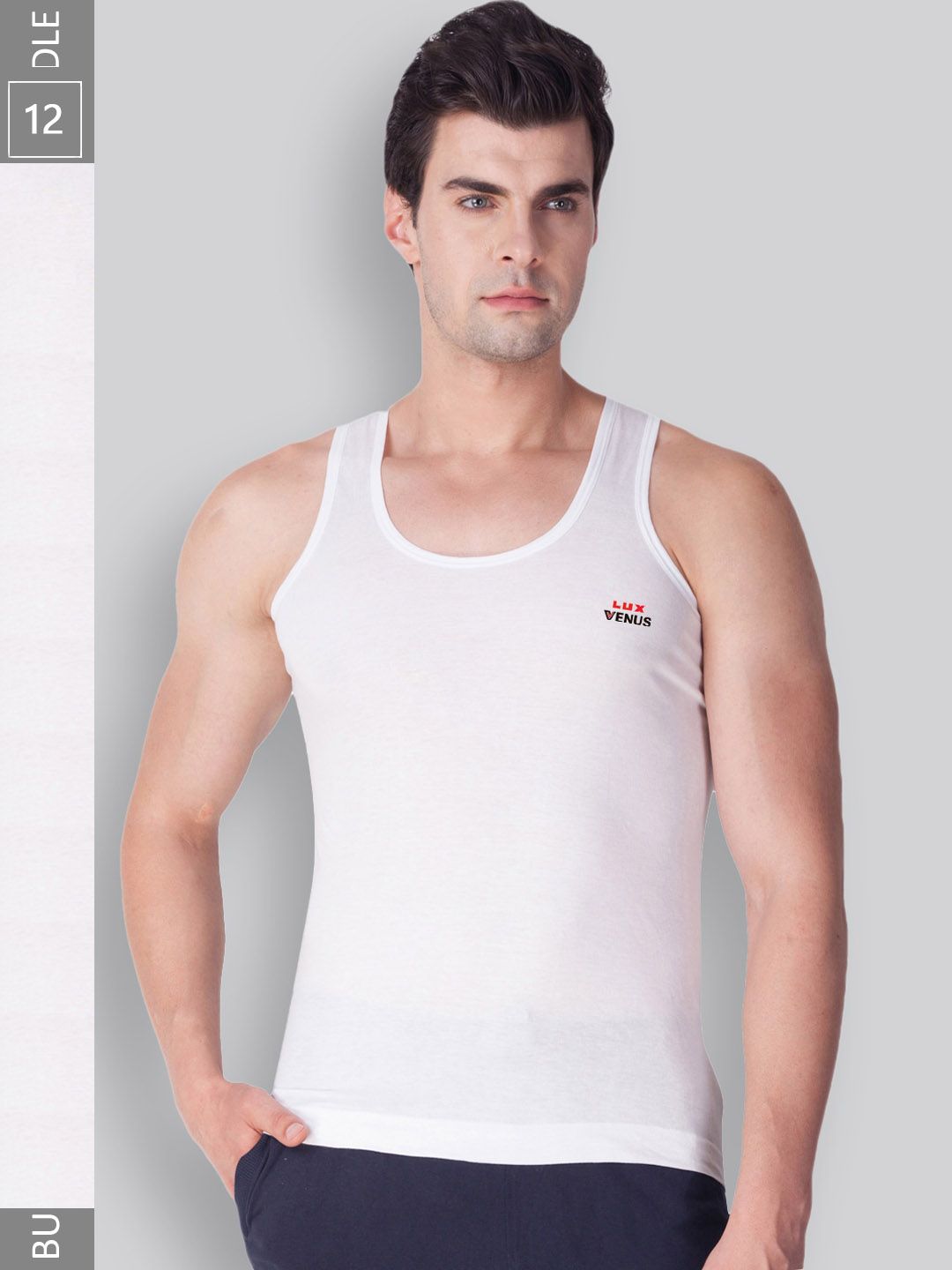 LUX VENUS Men Pack Of 12 Round Neck Pure Combed Cotton Basic Innerwear Vests