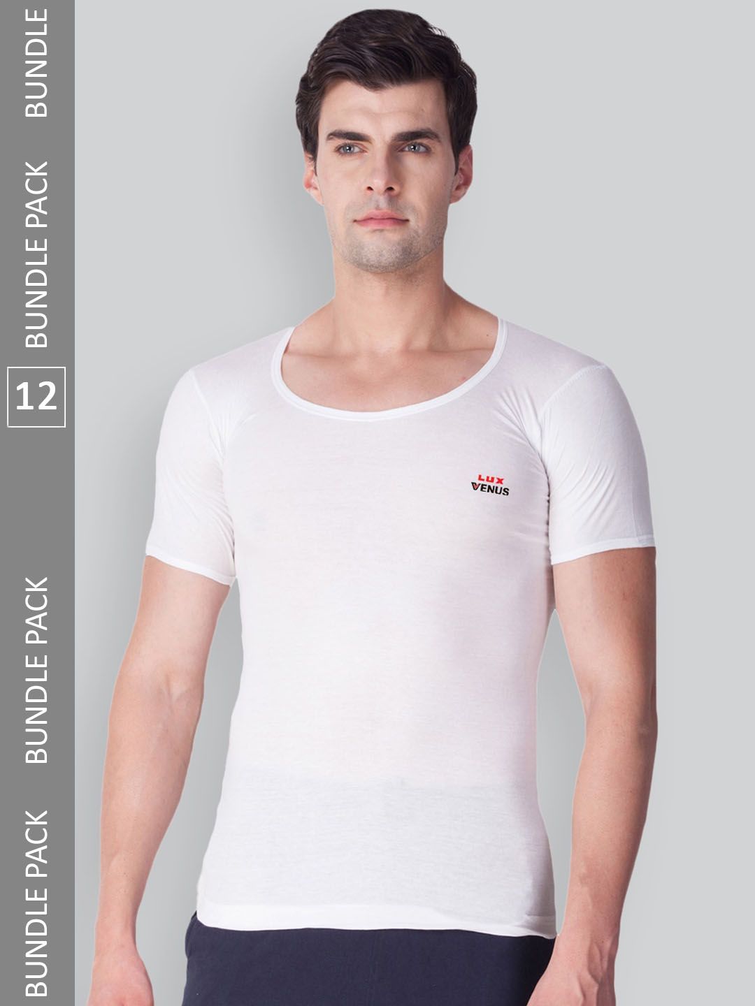 LUX VENUS Pack Of 12 Round Neck Pure Combed Cotton Undershirt Innerwear Vests-picture-30