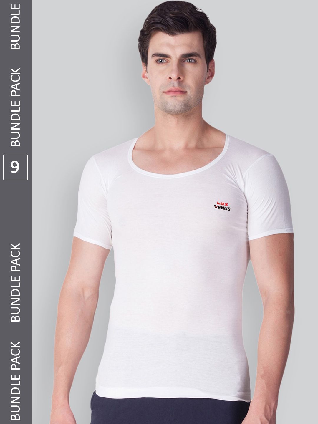 LUX VENUS Men Pack Of 9 Pure Cotton Half Sleeves Vests-picture-25