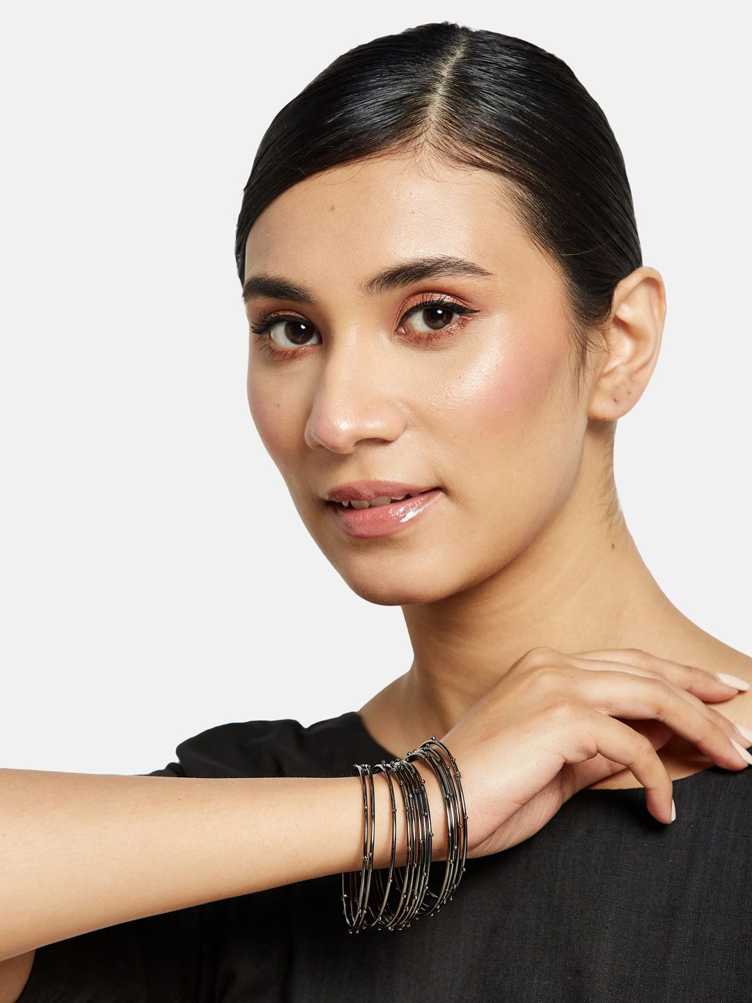 ATIBELLE Set Of 12 Silver-Plated Textured Bangles