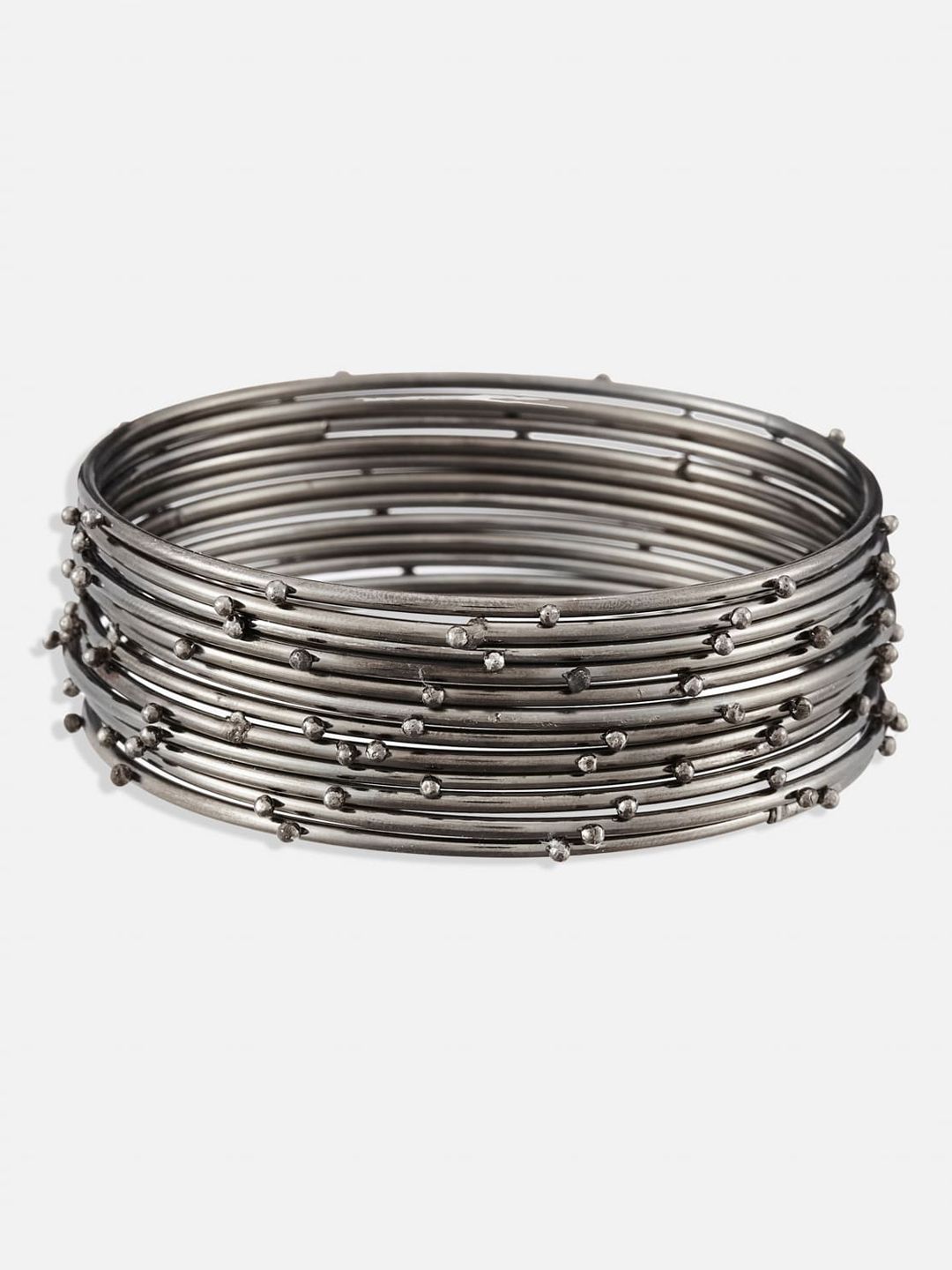 ATIBELLE Set Of 12 Silver-Plated Textured Bangles