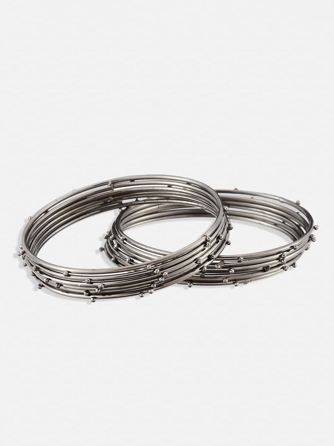 ATIBELLE Set Of 12 Silver-Plated Textured Bangles
