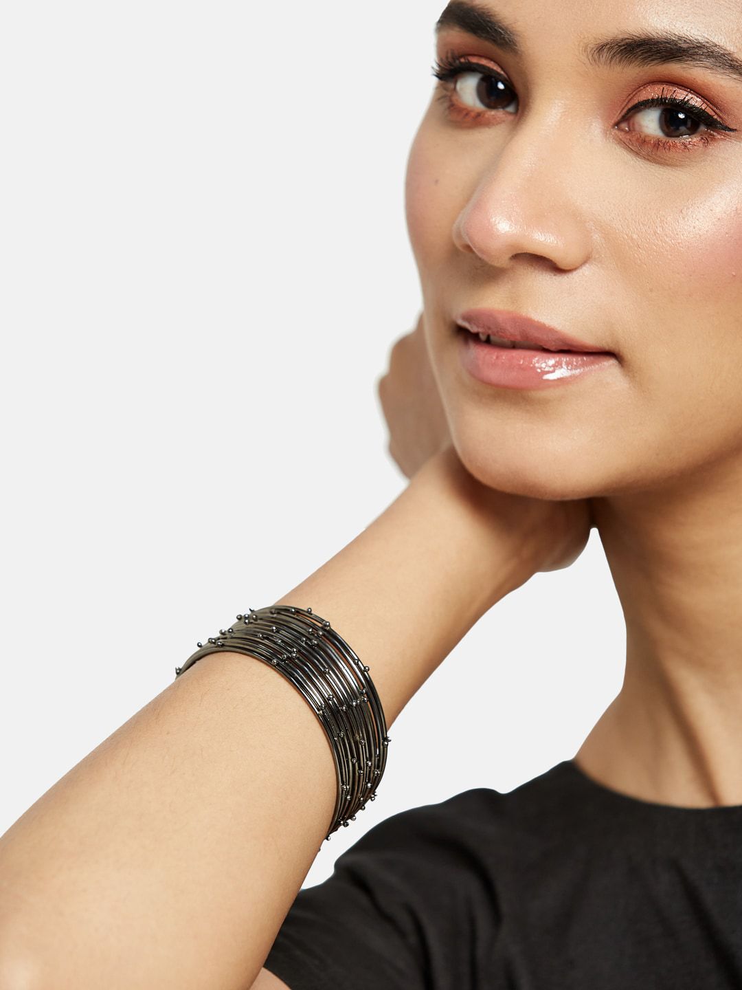 ATIBELLE Set Of 12 Silver-Plated Textured Bangles