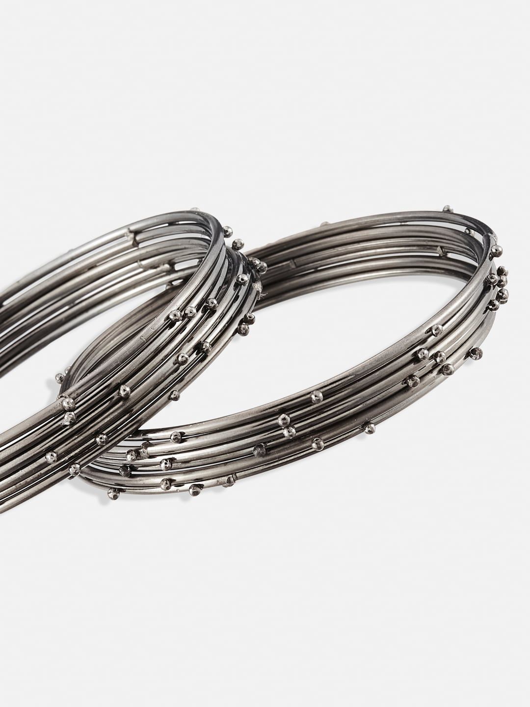 ATIBELLE Set Of 12 Silver-Plated Textured Bangles