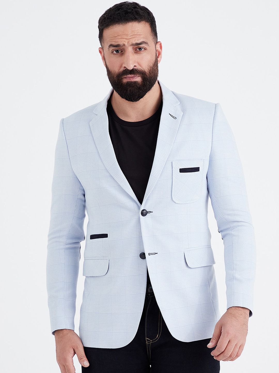 MR BUTTON Checked Slim-Fit Single Breasted Blazers-picture-31