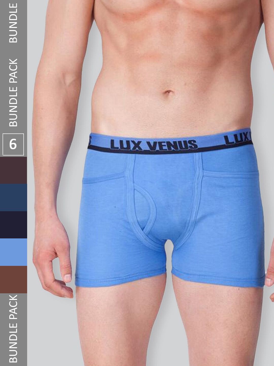 LUX VENUS Men Pack Of 6 Mid-Rise Assorted Pure Cotton Trunks VENUS_PKT_DRW_AST_95_6PC-picture-30