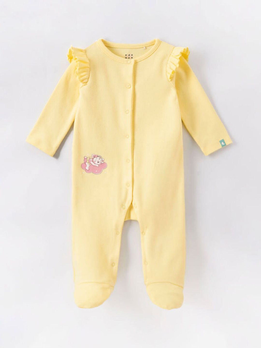 Ed-A-Mamma Baby Infant Girls Frill Detail Pure Cotton Sleepsuit