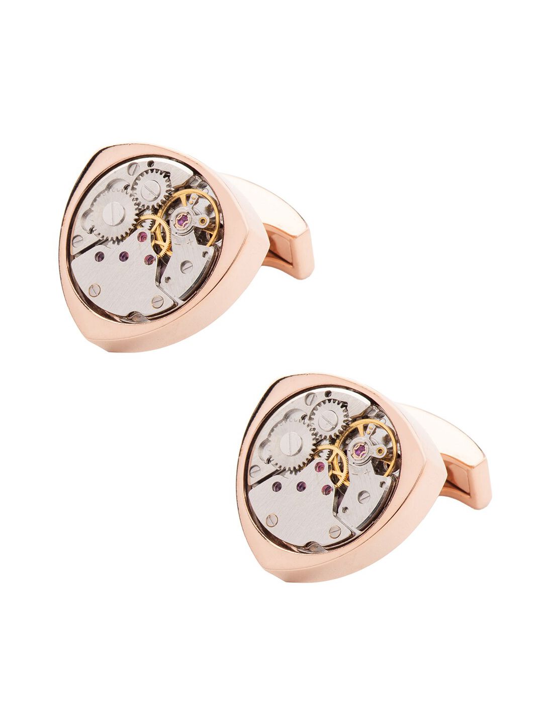 The Tie Hub Rose Gold Plated Triangle Geometric Cufflink-picture-55