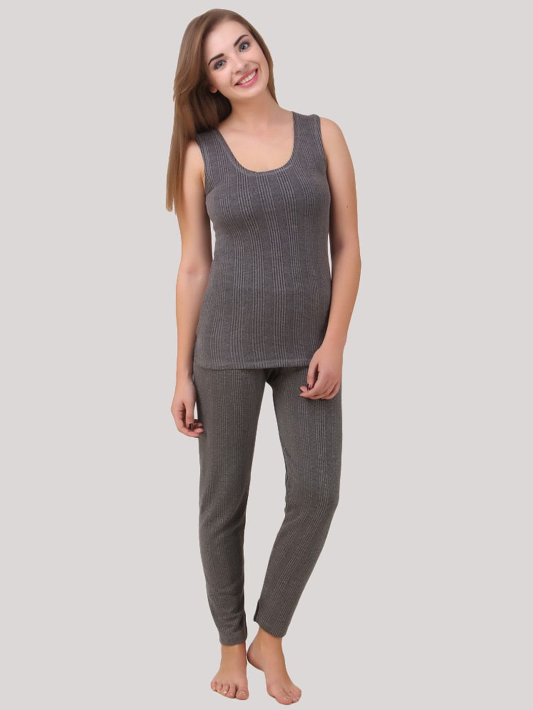 HAP Women Ribbed Sleeveless Round Neck Thermal Set-image-27