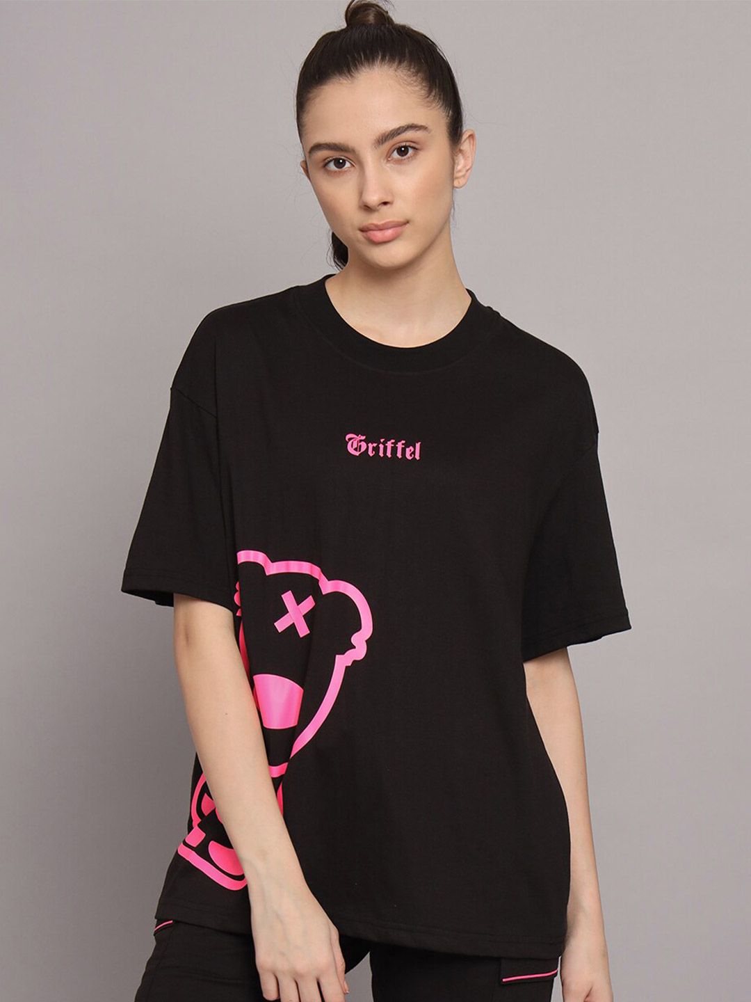 GRIFFEL Graphic Printed Drop-Shoulder Training Or Gym Cotton T-shirt-image-47