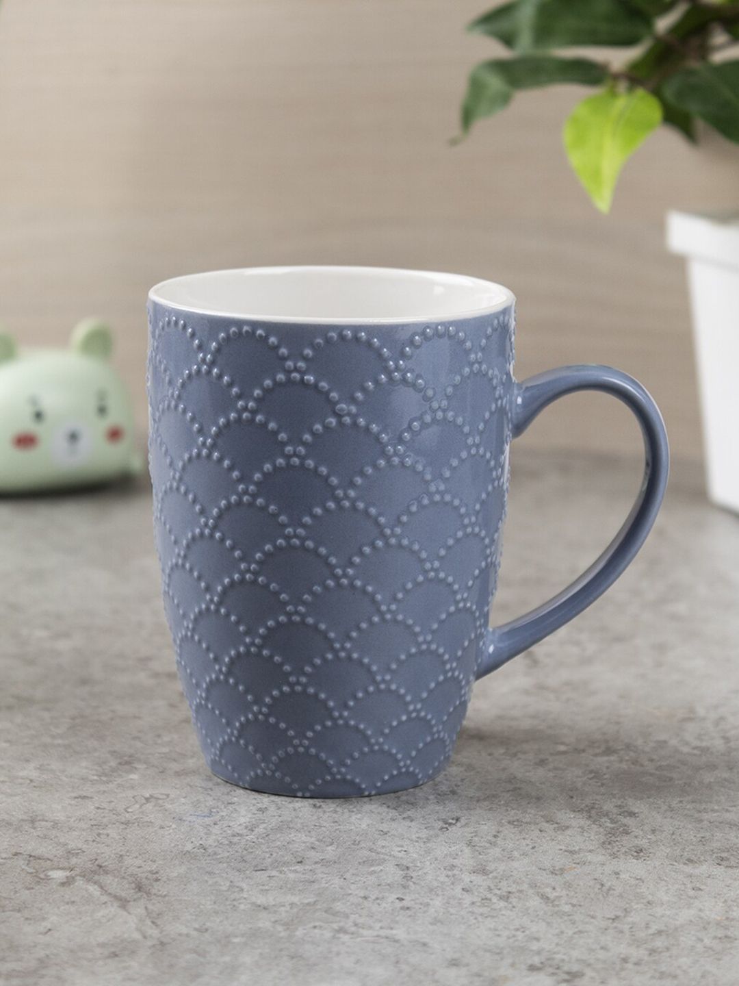 MARKET99 Blue Textured Ceramic Glossy Mug 330 ml-image-34