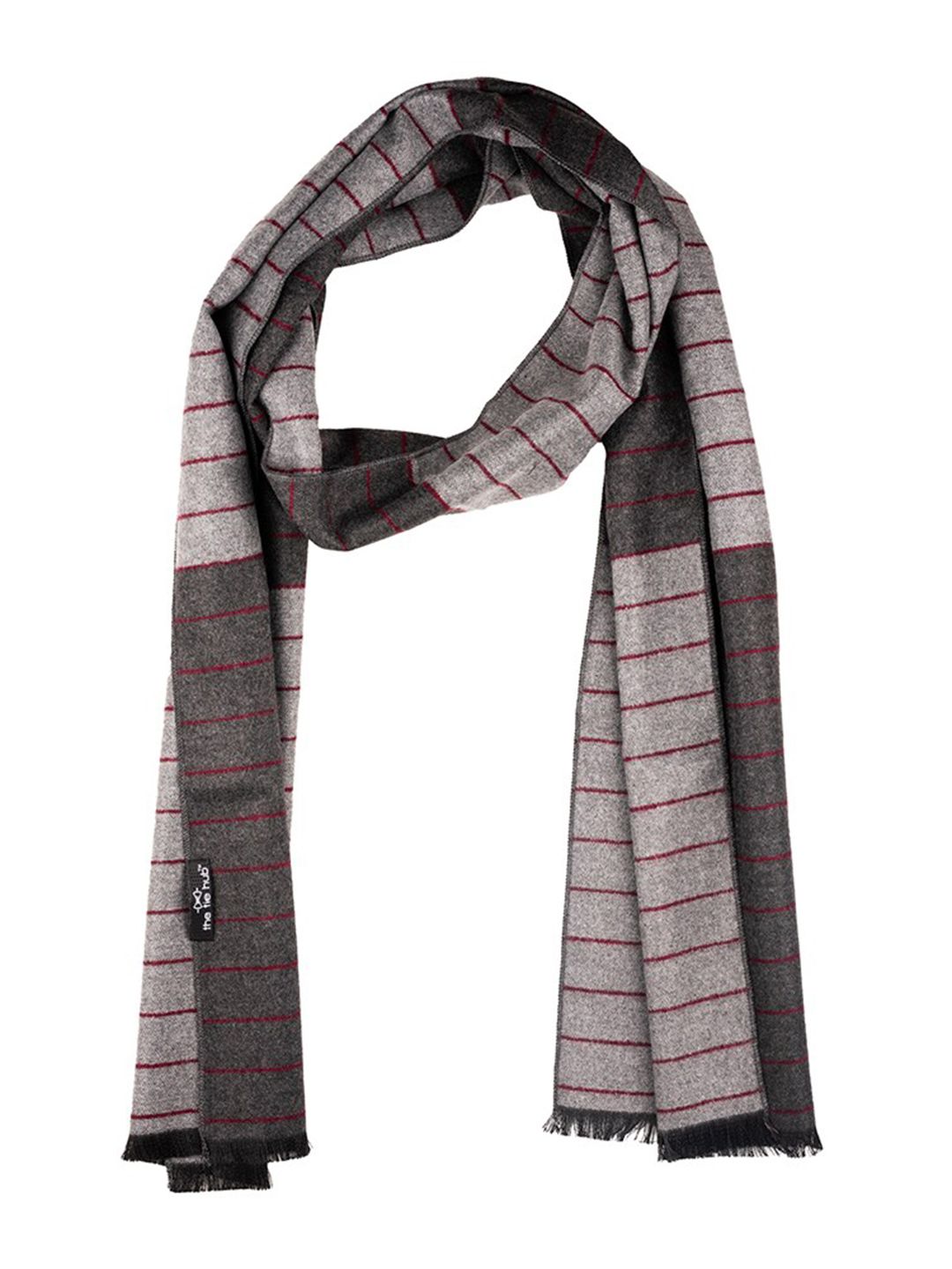 The Tie Hub Men Striped Woolen Scarf With Frayed Border-picture-32