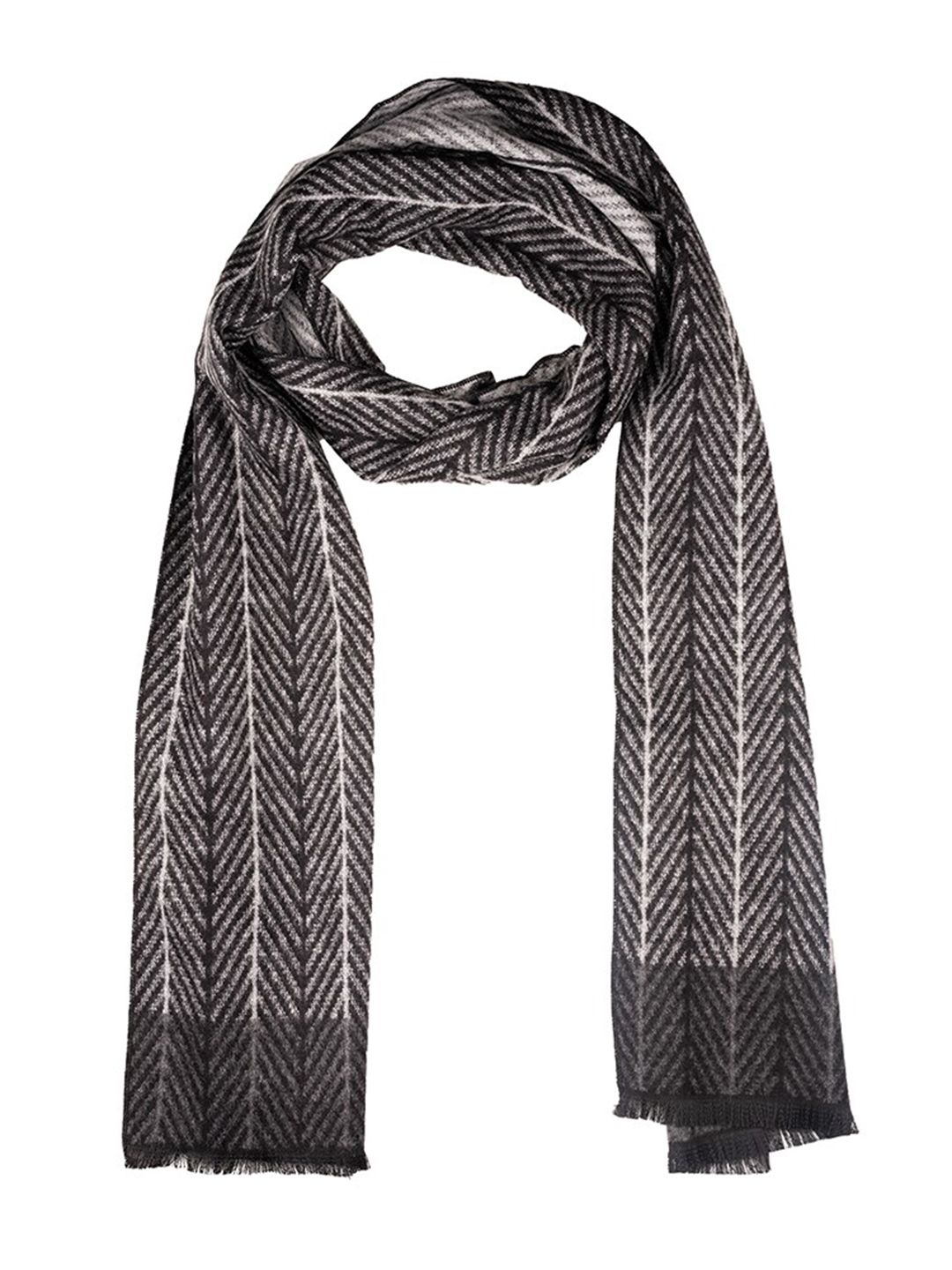 The Tie Hub Men Striped  Woolen Scarf With Frayed Border-picture-38