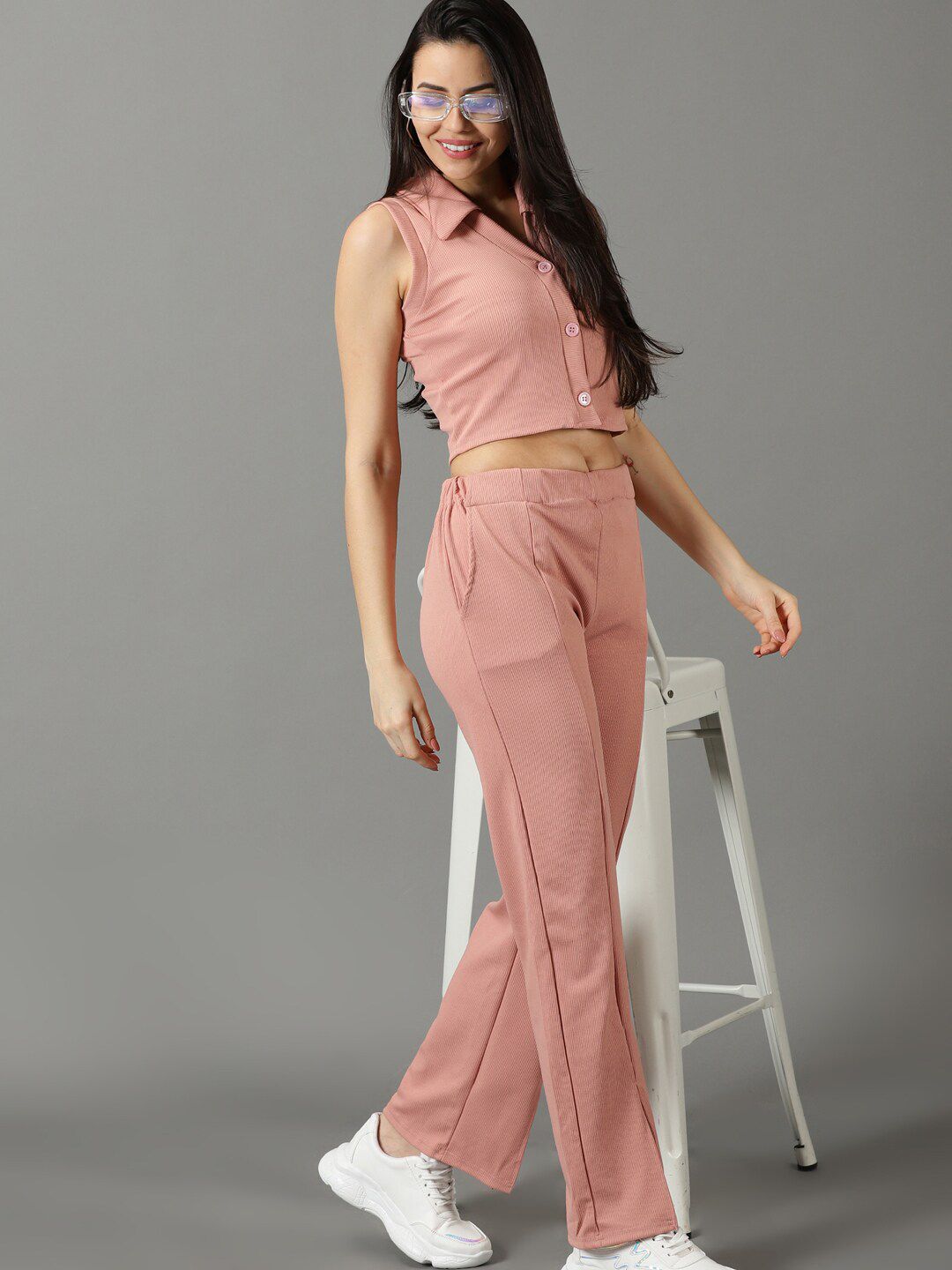 SHOWOFF Women Shirt Collar Acrylic Co-Ords-picture-29