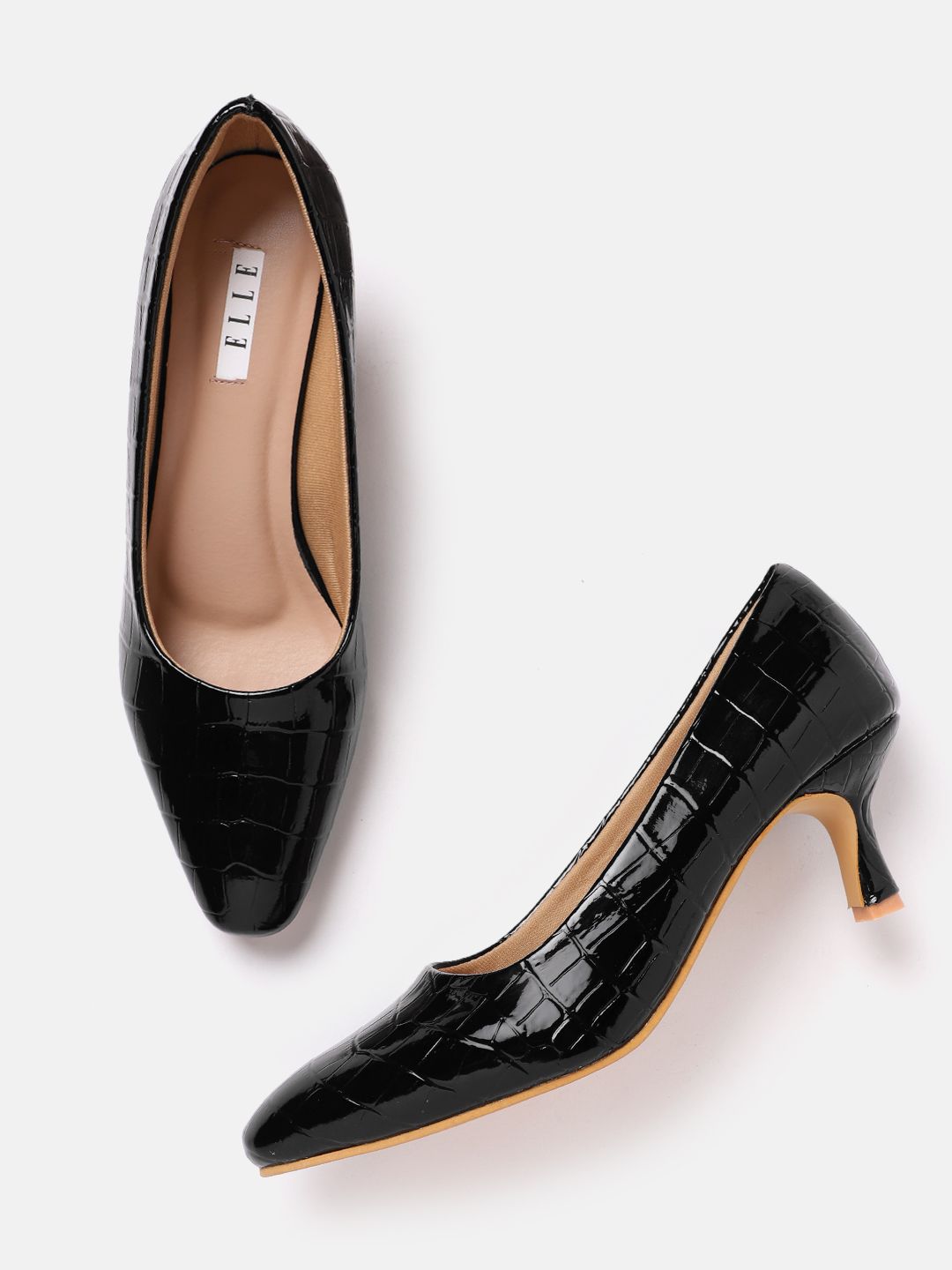 ELLE Women Croc Textured Kitten Pumps-picture-17