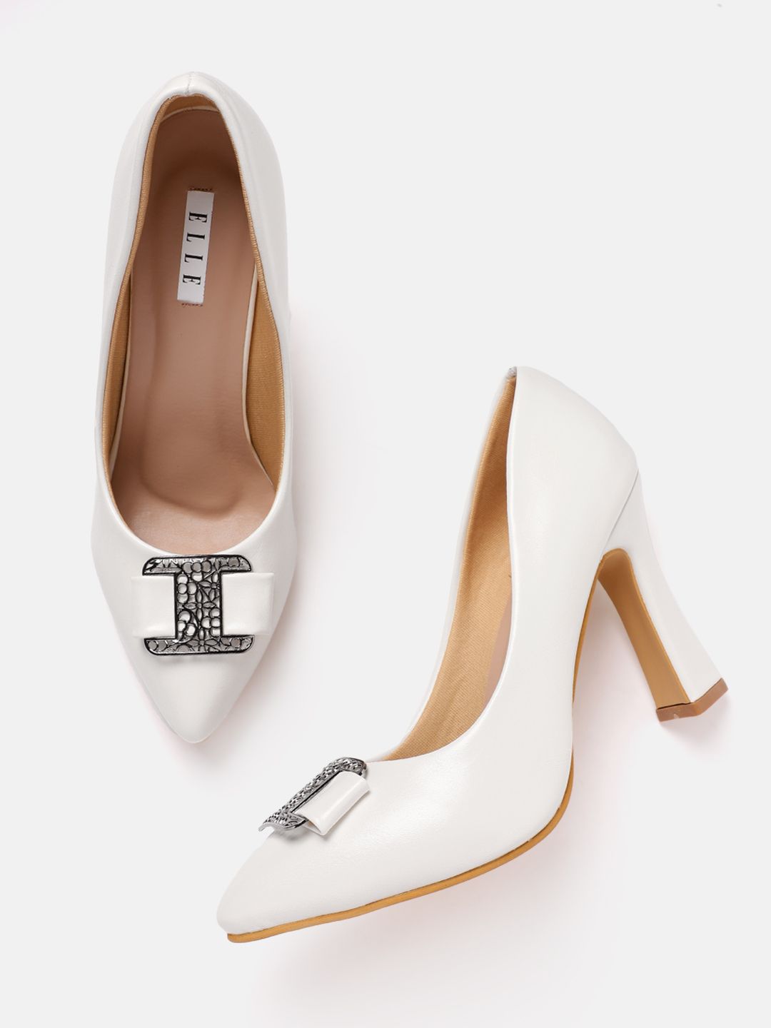 ELLE Women Block Heel Pumps with Buckle Detail-picture-27