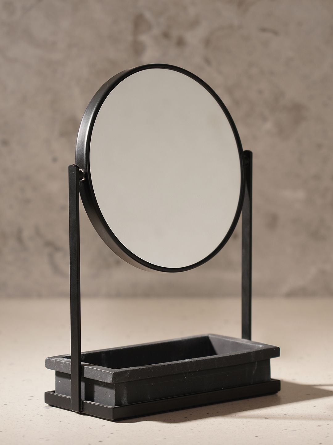 Pure Home and Living Black Double Sided Metal Vanity Mirror With Polyresin Base-picture-12
