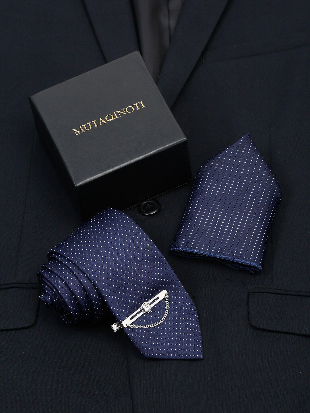 MUTAQINOTI Men Printed Silk Formal Accessory Gift Set-picture-44