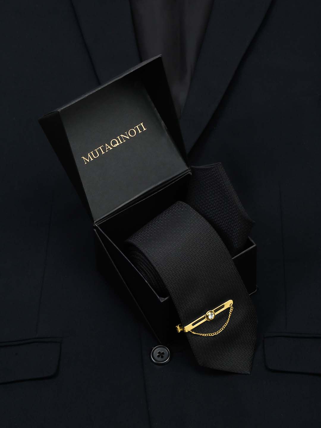 MUTAQINOTI Men Silk Formal Necktie & Pocket Square & Tiepin Accessory Gift Set-picture-51