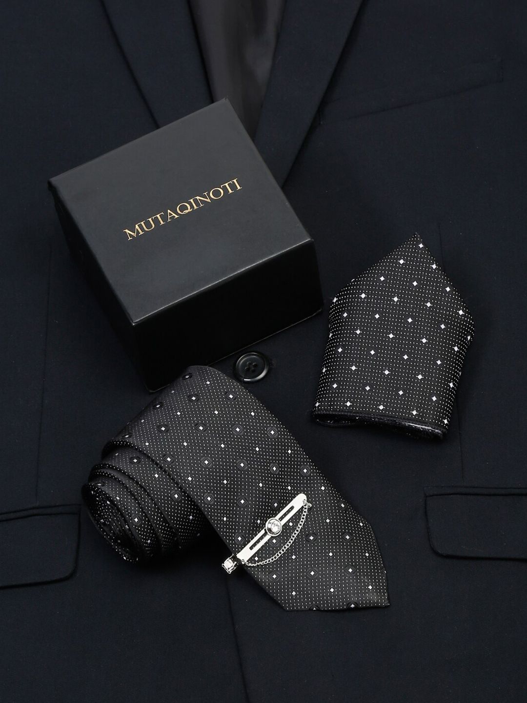 MUTAQINOTI Men Checkered Silk Necktie Accessory Gift Set-picture-51
