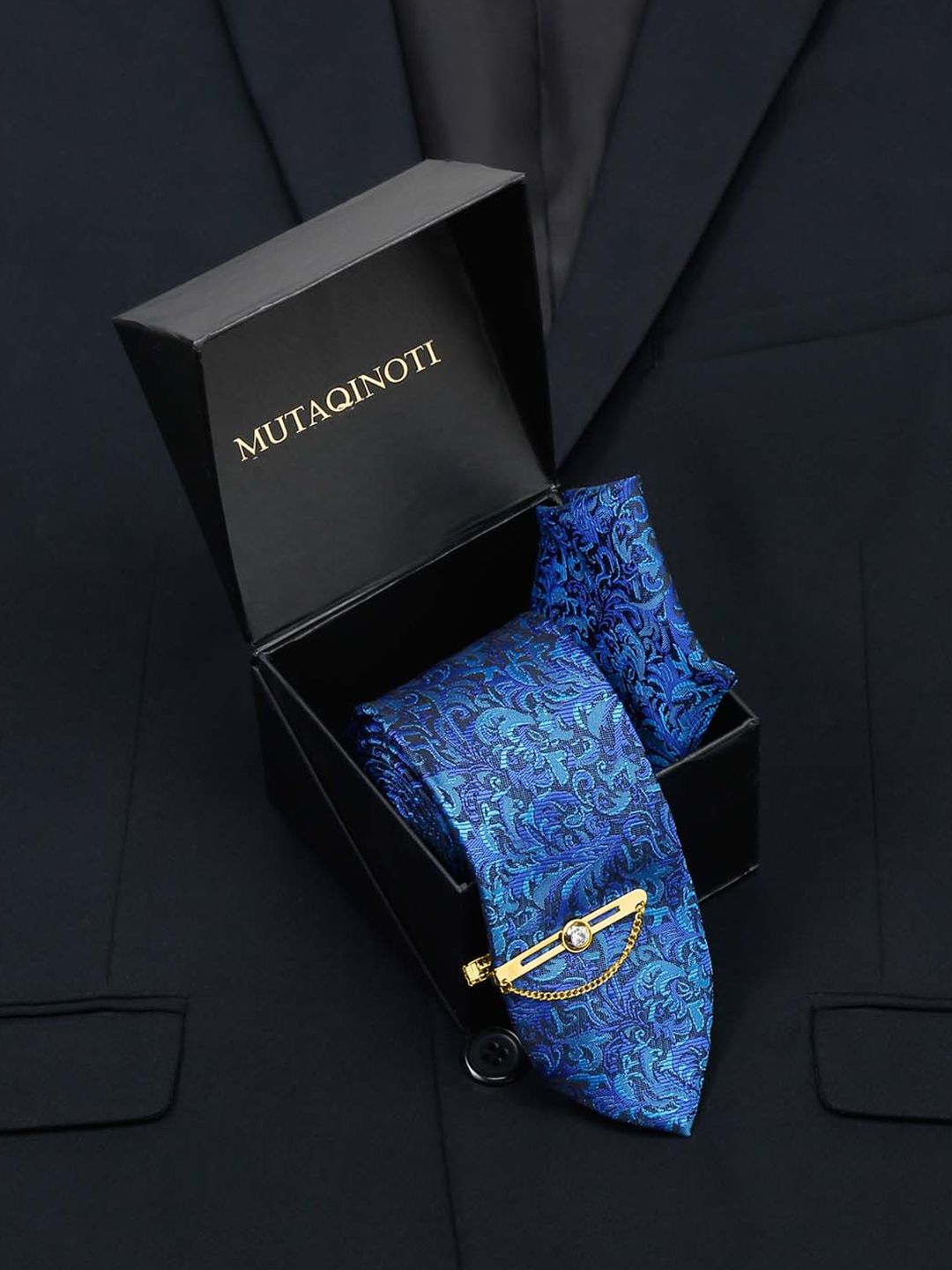 MUTAQINOTI Men Printed Silk Formal Necktie Accessory Gift Set-picture-15