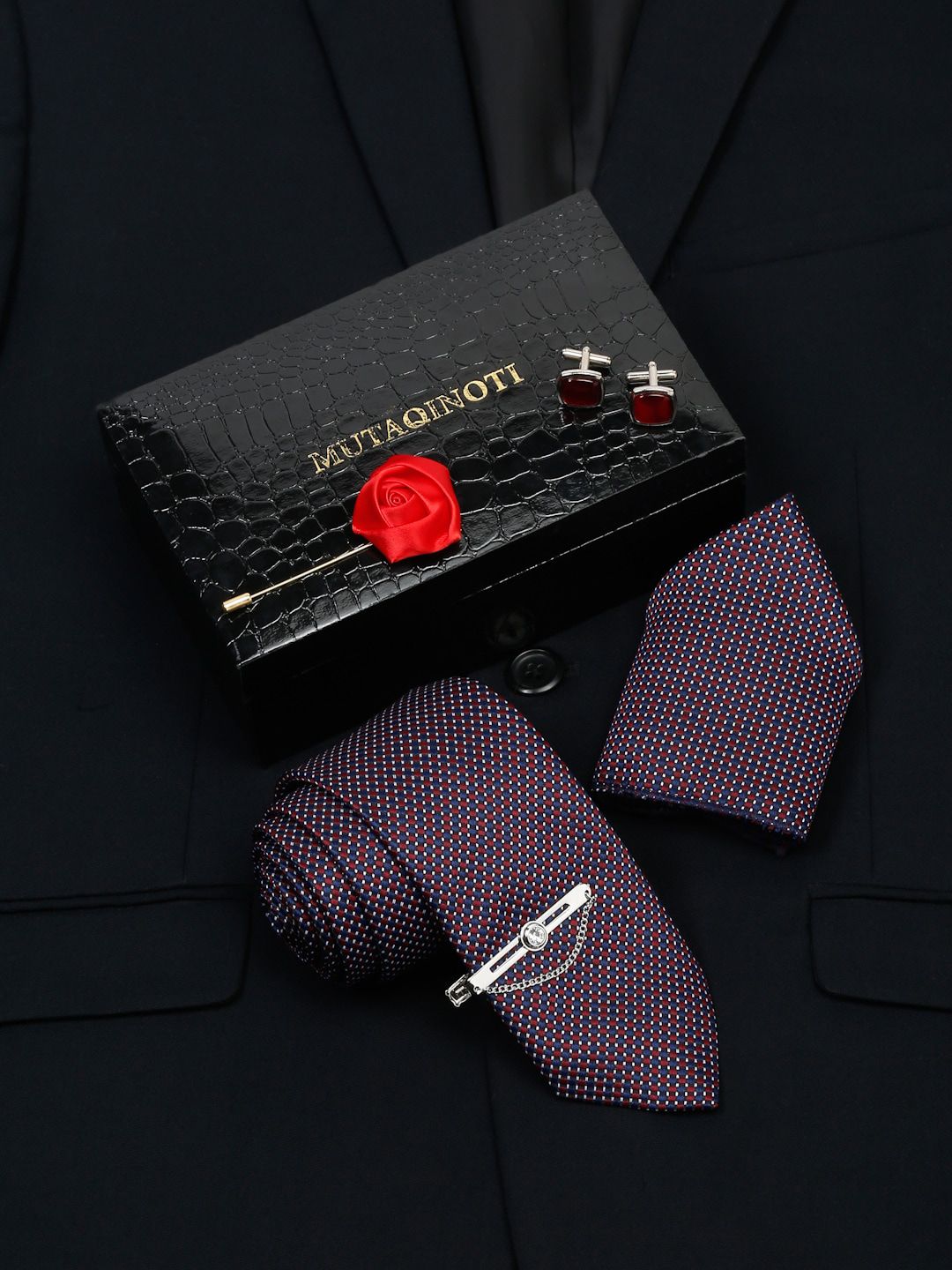 MUTAQINOTI Men Silk Necktie Accessory Gift Set-picture-30