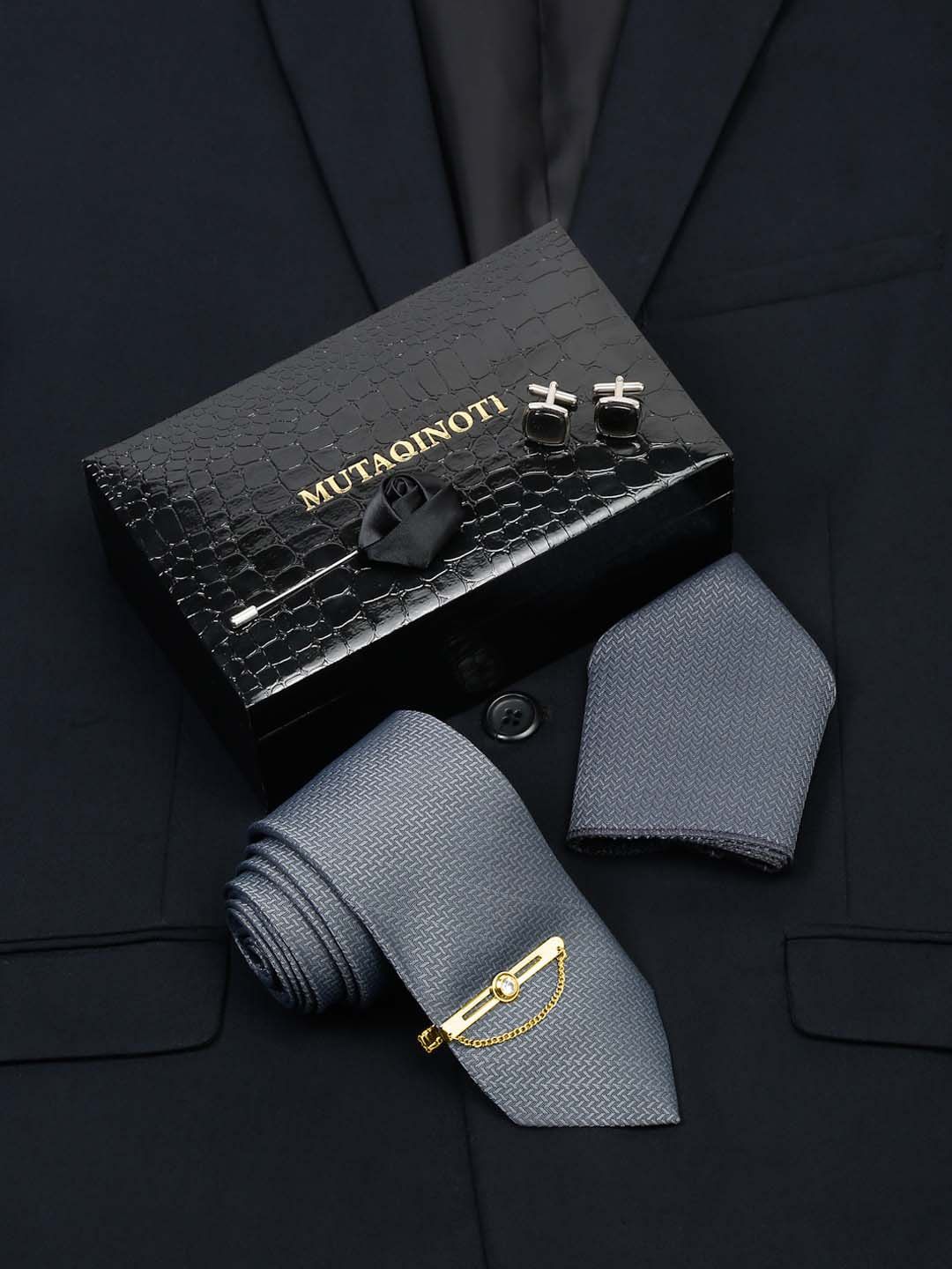 MUTAQINOTI Men Silk Necktie Accessory Gift Set-picture-49