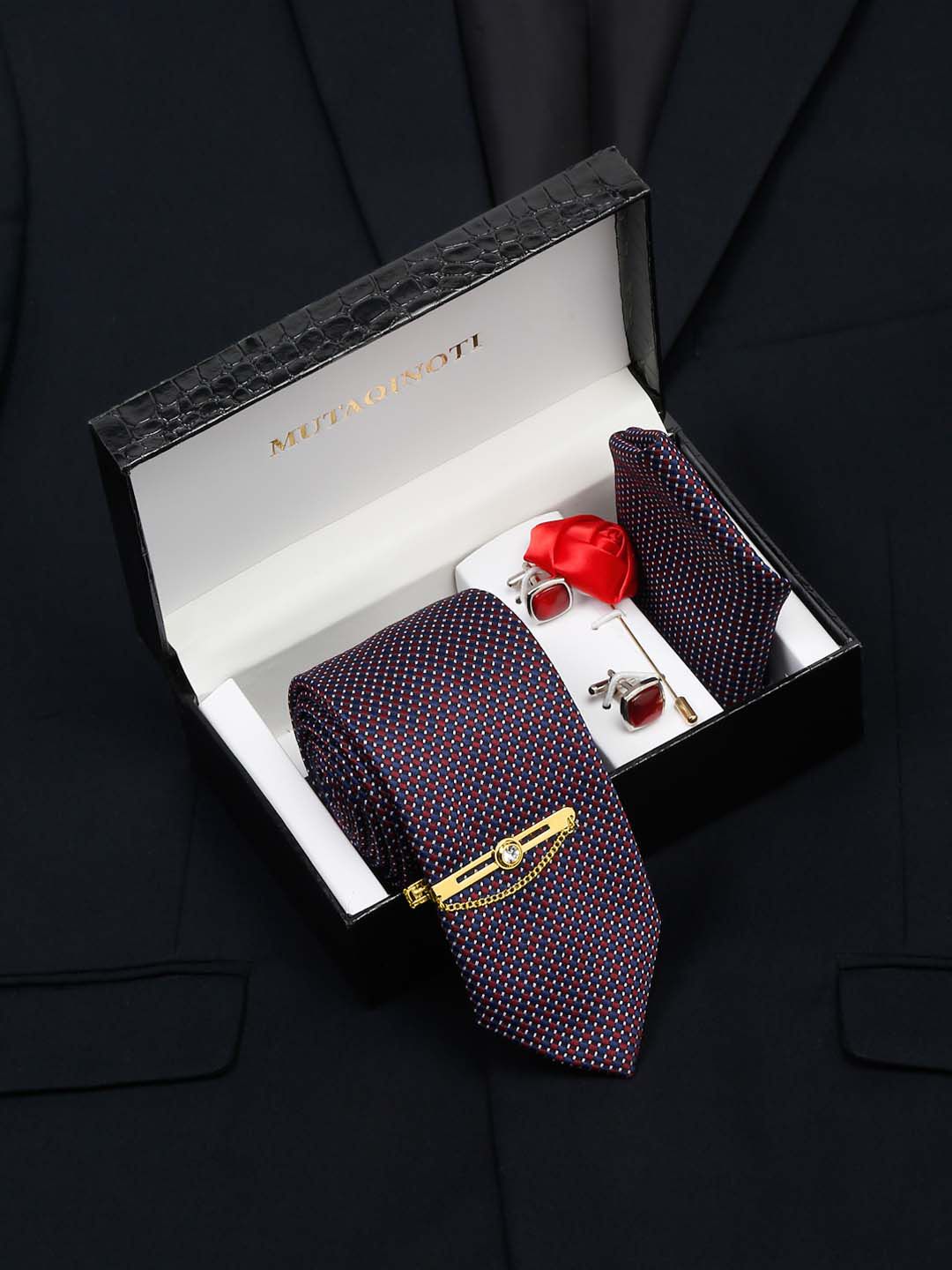 MUTAQINOTI Men Silk Blend Necktie Accessory Gift Set-picture-28