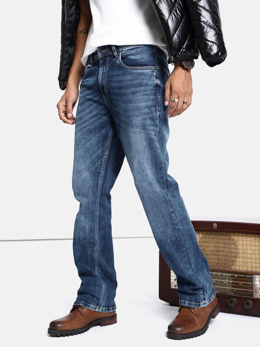 The Roadster Life Co. Men Bootcut Light Fade Stretchable Casual Jeans-picture-45