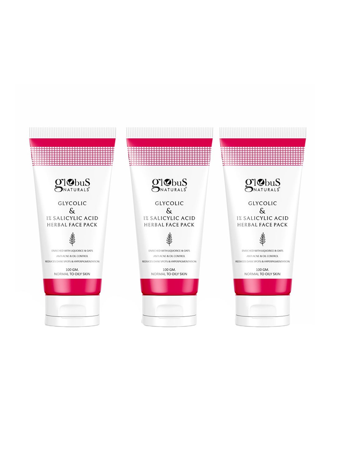 Globus naturals Set Of 3 Anti Acne Glycolic & 1 % Salicylic Acid Face Pack 100 g Each-image-25