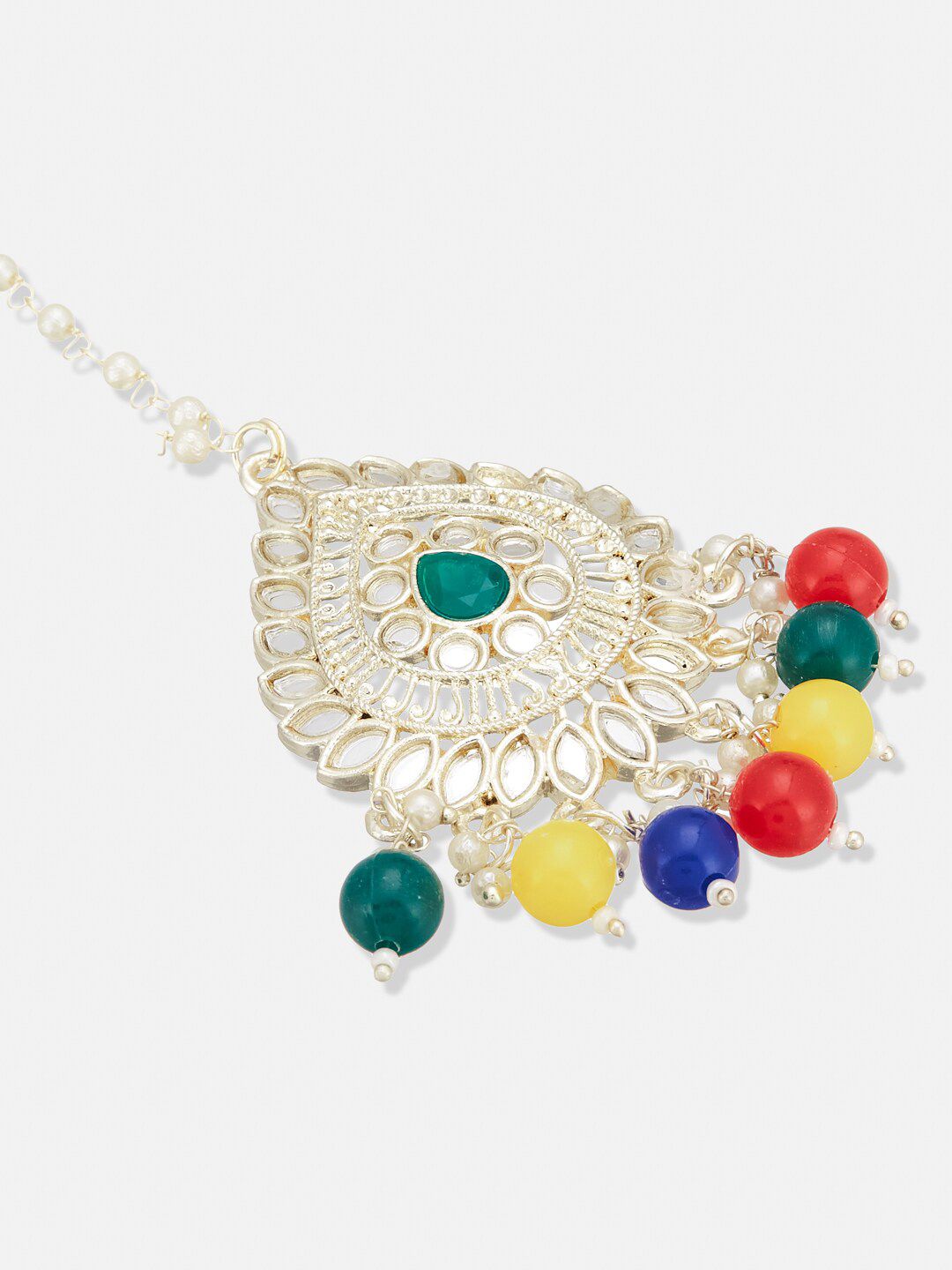 ATIBELLE Gold-Plated Stone-Studded & Beaded Jewellery Set