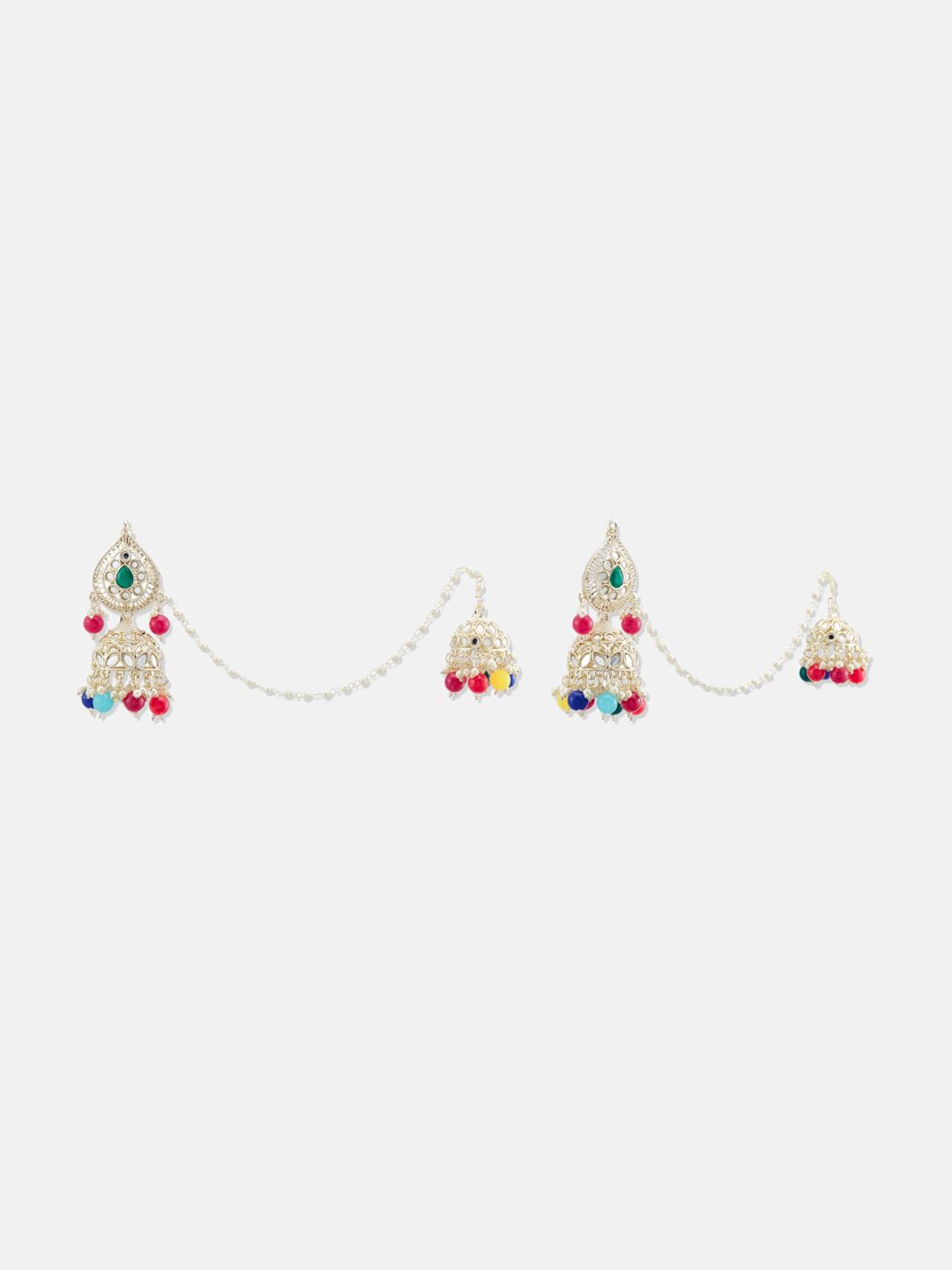 ATIBELLE Gold-Plated Stone-Studded & Beaded Jewellery Set