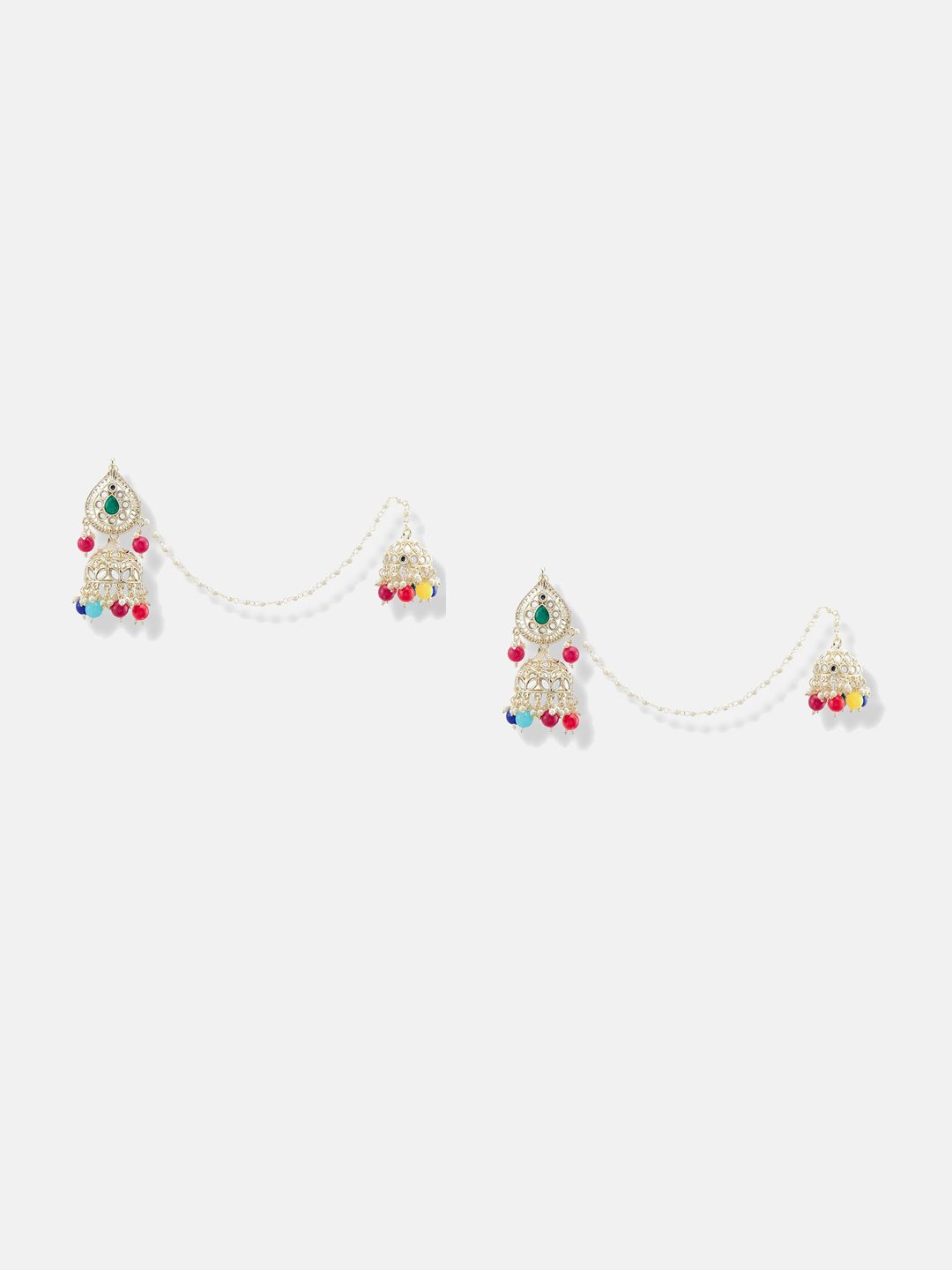 ATIBELLE Gold-Plated Stone-Studded & Beaded Jewellery Set