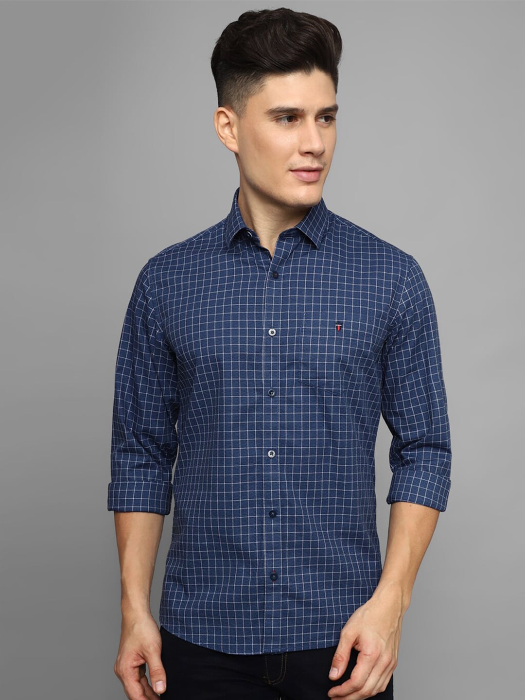 Louis Philippe Sport Micro Checked Pure Cotton Casual Shirt