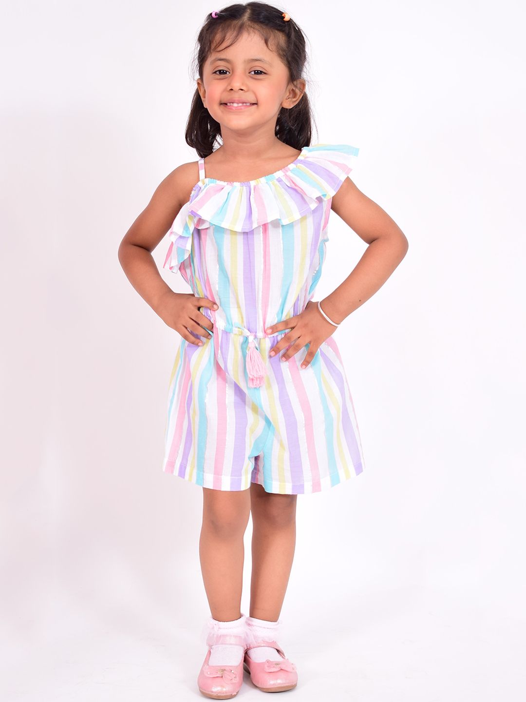 NUEVOSDAMAS Girls Striped Cotton Waist Tie-Ups Play Jumpsuit-picture-24