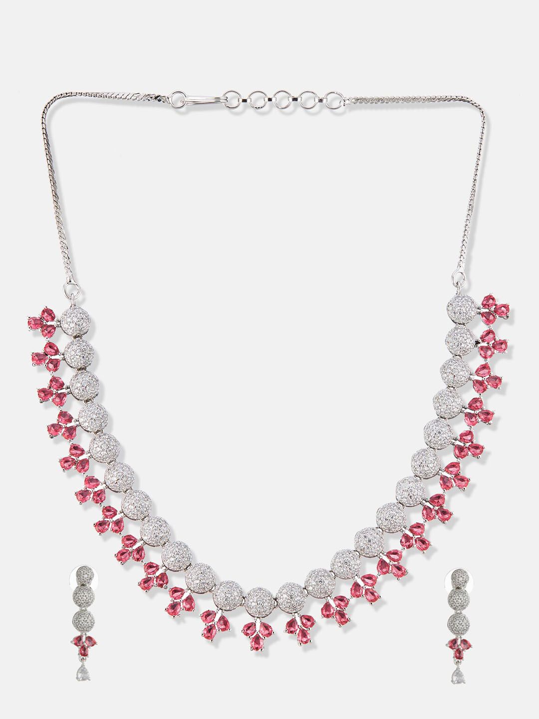 ATIBELLE Silver-Plated AD Studded Jewellery Set