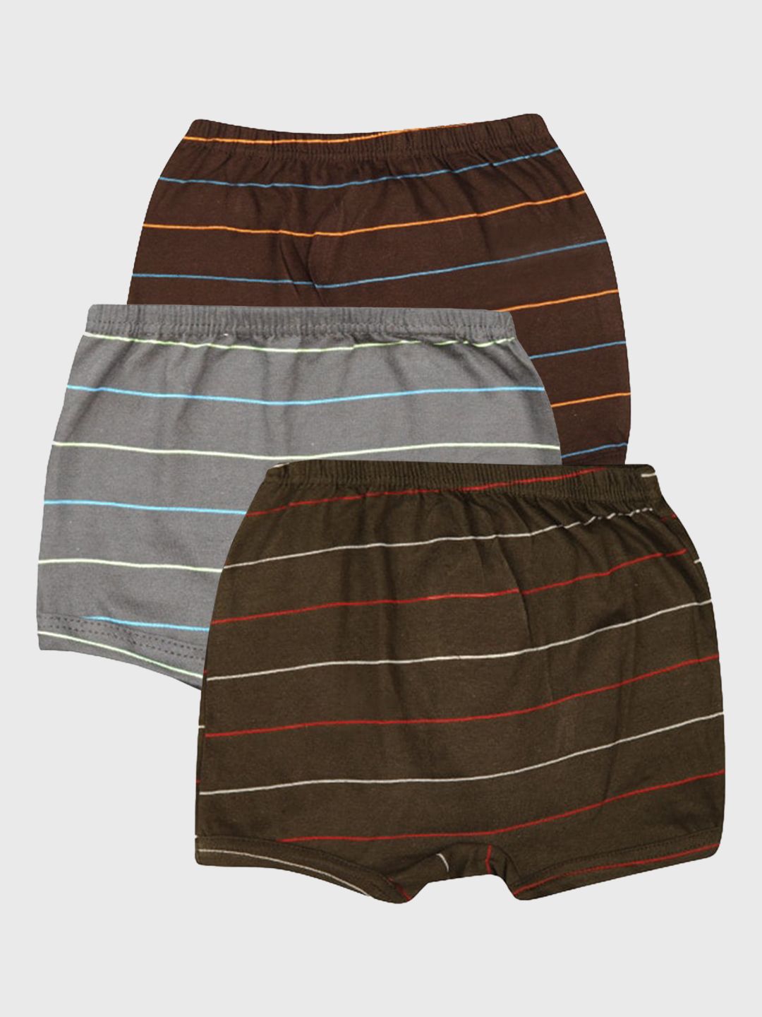 PRIDE APPAREL Infants Boys Pack Of 3 Striped Pure Cotton Trunks-image-44