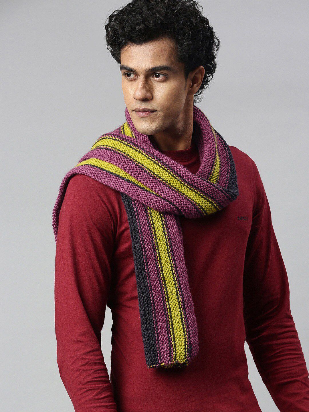Magic Needles Men Self Design Acrylic Scarf-picture-54